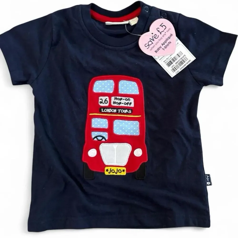 JoJo Maman Bebe Baby London Bus Outfit Set 1-2 Yr NWT Navy, White & Red Stripes